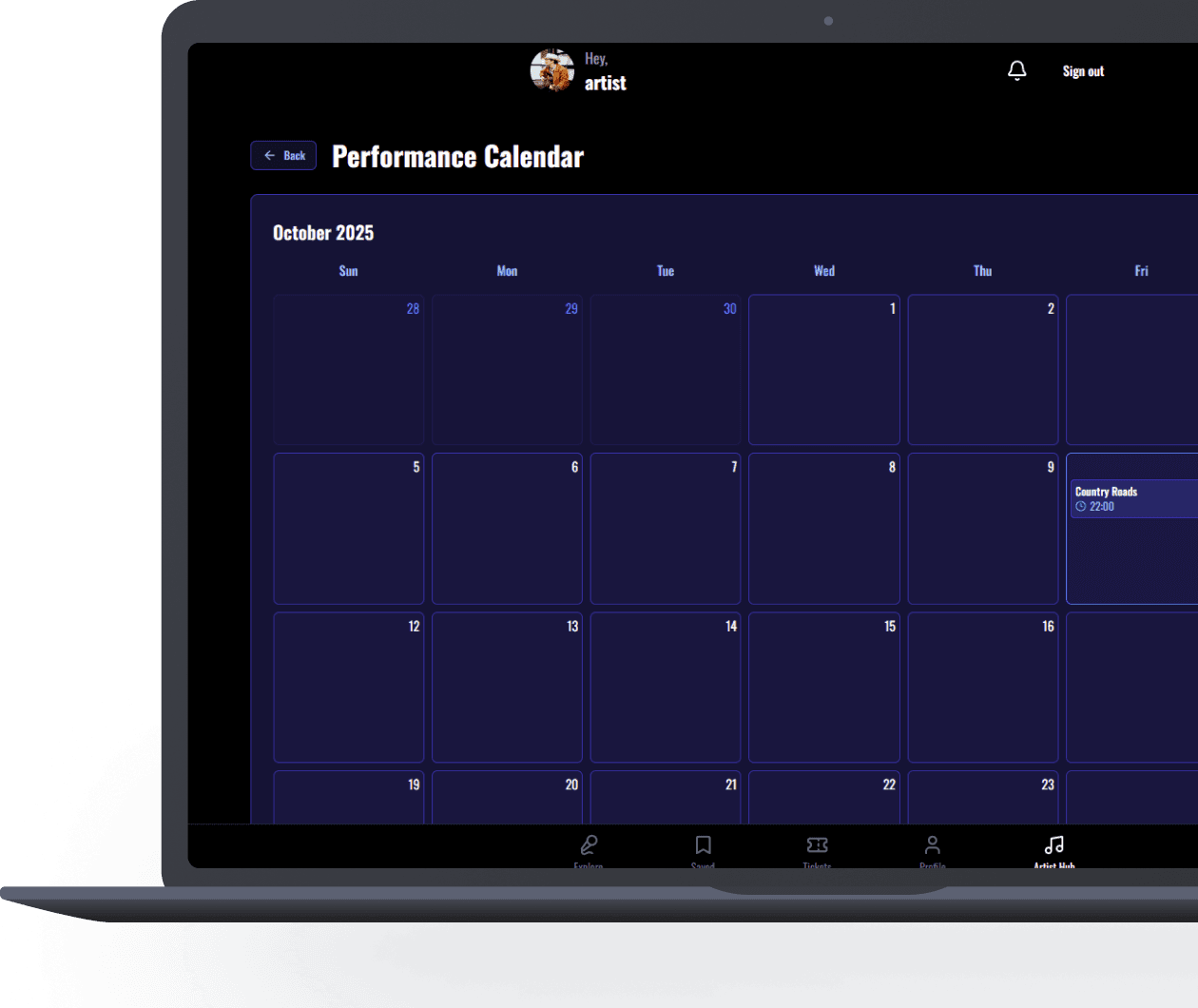 CrowdSpark artist dashboard
